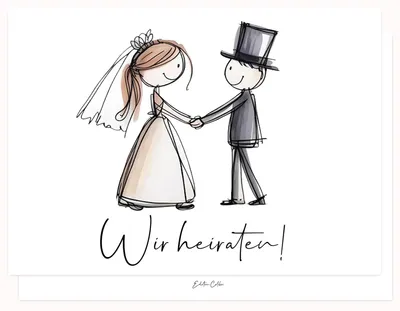 Hochzeitseinladungskarten A6, 10 Stück, grafische Illustration, beschreibbar