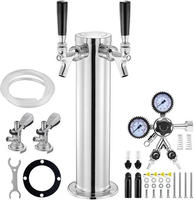 Imagen del producto de Grifo de cerveza aislado con 2 caños, aislamiento de 0,8 cm de grosor, grifo de cierre automático, acero inoxidable, ideal para fiestas en casa y uso en bares