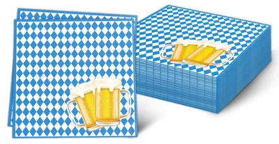 Servietten, 100 Stück, blau-weiß kariert, 33x33 cm, 4-lagig