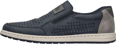 Produktbild von Rieker Herren Slipper Halbschuh Gummizug Lochmuster perforiert 18267, Größe:42 EU, Farbe:Blau