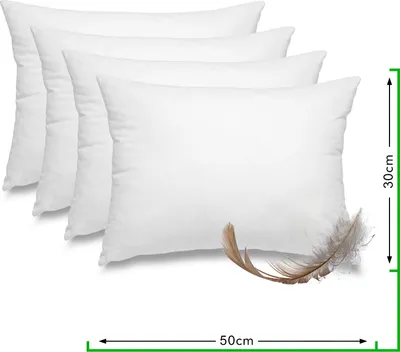 Produktbild von wometo 4er Set (4 Stück) Federkissen Kissen 100% Federn 30x50 - 330g OEKO-TEX Füllkissen Bezug Baumwolle weiß I Innenkissen / Füllkissen / Kissenfüllung / kleine Sofakissen
