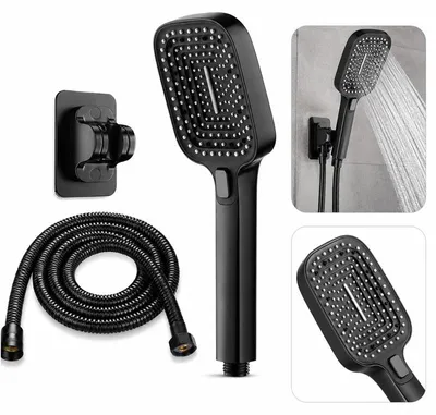 Produktbild von Regendusche Handbrause Set mit mehreren Strahlarten, Komfortabler Duschkopf für Badezimmer mit Anti-Kalk Funktion und flexiblem Schlauch