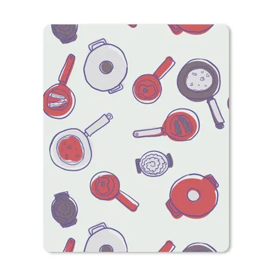 Produktbild von MuchoWow® Mauspad Mousepad Muster - Kochen - Pfanne - Lebensmittel 19x23 cm - Mousepads - Maus Mat - Pad - Mausunterlage - Mauspads - Spielen