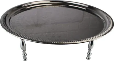 Produktbild von Metalltisch/Präsentationstablett mit Füße - Silber ø50 cm