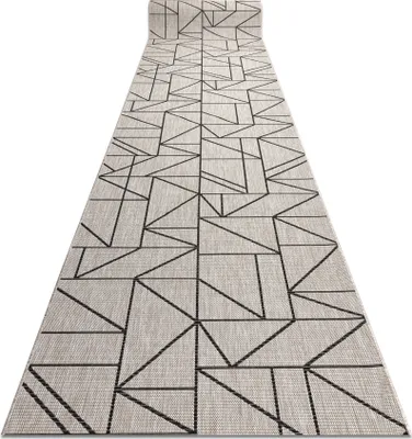 Produktbild von Läufer SIZAL FLOORLUX Modell 20605 DREIECKE, GEOMETRISCH silber / schwarz 120 cm beige 120x130 cm