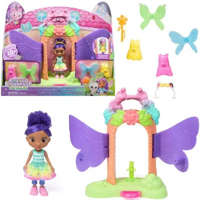 Produktbild von Puppenhaus Spielset, Gabby und die Magische Haus Fairylandia, Transformationspuppe, 15 cm, 6 Zubehörteile, 20+ Looks, Ab 3 Jahren