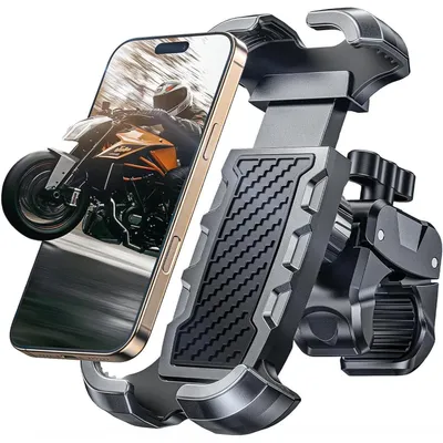 Productafbeelding van Steunhouder voor telefoon, stuur, fiets, robuuste klem, 360 graden, geschikt voor telefoons van 4,7 tot 6,8 inch