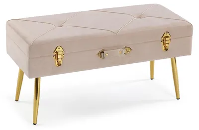 Fußendenbank mit Polster, 80x42x34 cm, beige
