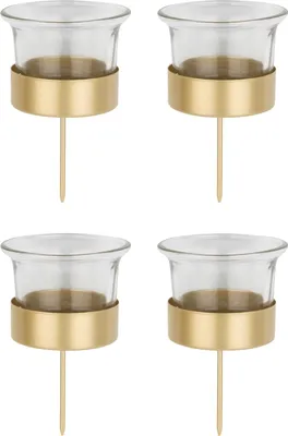 Produktbild von Adventskerzenhalter 4er Set | Goldenes Glas | Ø 6×10 cm | 13479