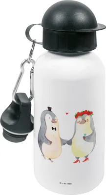Produktbild von Mr. & Mrs. Panda Trinkflasche Pinguin Heirat - Weiß - Geschenk, Hochzeit, für den Kindergarten, Sportflasche, Wasserflasche, Just Married, Kinder, Verheiratet, Mann, Frau