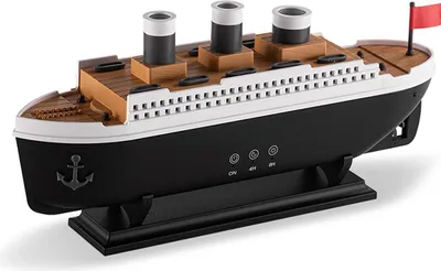 Produktbild von Ultraschall Aroma Diffusor, leiser Betrieb, 7 Farben LED, 2 Nebelmodi, Aromatherapie Luftbefeuchter im Retro Dampfschiff Design