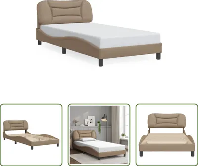 Produktbild von The Living Store Bettgestell mit Kopfteil Cappuccino-Braun 100x200 cm Kunstleder