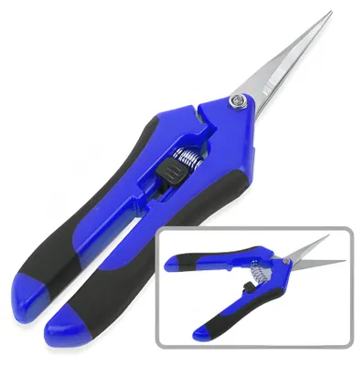 Produktbild von Gebogene Schere mit ergonomischem, gummiertem Griff und Federung mit Sicherheitsverschluss