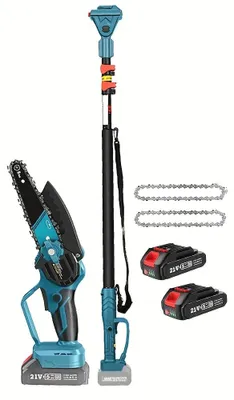 Obrázok produktu pre Bezdrôtová reťazová píla s výsuvnou tyčou – 2 v 1: píla na konáre a rezačka
