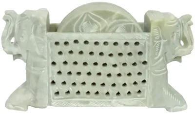 Speckstein-Untersetzer-Set mit 6 Stück, Gitterdesign, Elefant