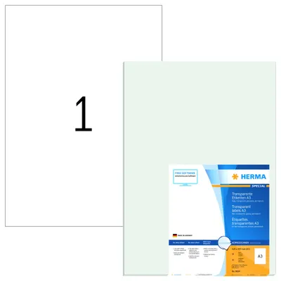 Obrázok produktu pre 50 fóliových etikiet HERMA 8694 transparentné 297,0 x 420,0 mm