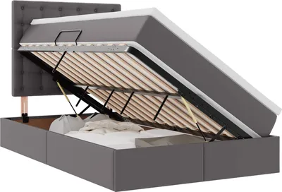 Obrázok produktu pre Úložná posteľ s matracmi Sivá 120 x 200 cm Umelá koža