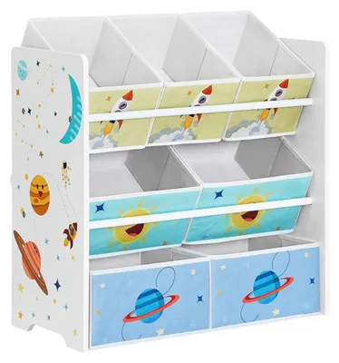 Image de Étagère pour chambre d'enfant, idéale pour ranger les jouets – 7 bacs de rangement – gain de place – 29,5 x 62,5 x 60 cm