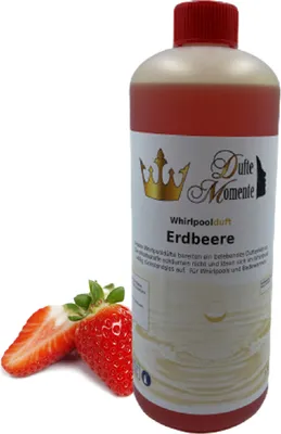 Produktbild von Dufte Momente | Whirlpool Duft 1 Liter | Erdbeere | mit naturreinen und natürlichen ätherischen Ölen | kein Schaum | vegan und ohne Tierversuche