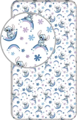 Produktbild von Lilo & Stitch Spannbettlaken 90x200 cm aus 100?% Baumwolle mit 25 cm Steghöhe