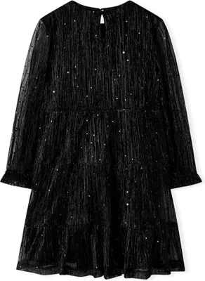 Image de vidaXL Robe à manches longues pour enfants Noir 128