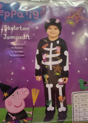 Produktbild von amscan Kinderkostüm Peppa Pig Skelett schwarz/weiß 3-4 Jahre