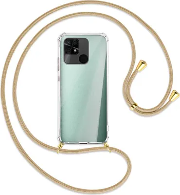 Produktbild von Handykette Backcover-Schutzhülle mit Band (Metall goldfarben) für Xiaomi Redmi 10C - caramel