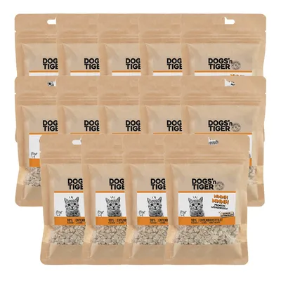 Produktbild von Dogs’n Tiger Adult Katzen Snacks Mmmh mmmh, Leckerlies, 99% gefriergetrocknetes Entenbrustfilet in zerhackten Würfeln, 14x30g