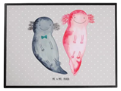 Produktbild von Mr. & Mrs. Panda Schreibunterlage Axolotl Freundin - Grau Pastell - Geschenk, Tischschoner, Liebe, Unterlage Schreibtisch, schreibtischunterlagen, bastelunterlagen, Lurch