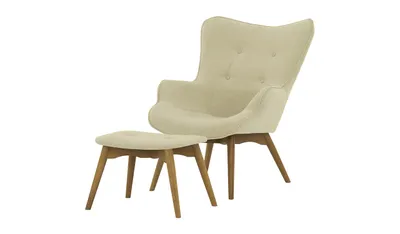 Produktbild von Der Ohrensessel mit Fußhocker Ducon Ontario - Creme - Baku 15
