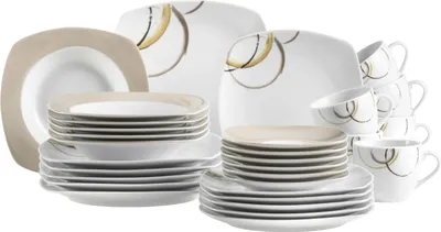 Zdjęcie produktu dla Mäser, seria Nela, zestaw 30-częściowy, kwadratowy zestaw porcelanowej zastawy stołowej dla 6 osób
