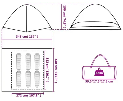 Productafbeelding van vidaXL Koepeltent voor kamperen, 6 personen, groen, waterdicht
