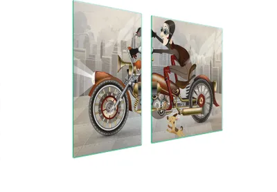 Immagine prodotto di Piastre copri fornello 2 pezzi 90x52 Vetroceramica copri piano cottura vetro tagliere moto grigio