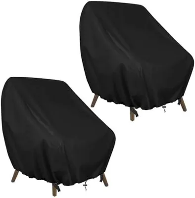 Produktbild von Schutzhülle für Gartenstühle 2 teilig, Gartensessel Abdeckung 89x97x74cm, Abdeckung für Sessel Stuhlabdeckung wetterfest Oxford Stoff Gartenmöbel Abdeckplane für Balkonstühle Lounge-Sessel