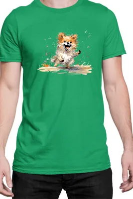 Immagine prodotto di Maglietta da uomo Funny Dogs Breeds Pomeranian Dog Breed, Man S , Vert