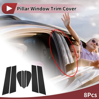 Image de 8 Pièces Garniture De Fenêtre De Pilier Porte Voiture Avant Arrière Gauche Droite Pour Peugeot 508 2011-2018 Autocollant Anti-Rayures Pilier De Porte Couverture Extérieure Noire