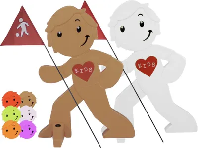 Produktbild von StreetBuddy - Warnfigur, Warnaufsteller, Warnschild für Kindersicherheit 2er Set (Weiß / Beige)