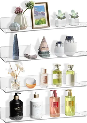 Produktbild von Transparente Wandregale - Wandlagerung für Bücher - Set von 4 - Acryl - 38 cm