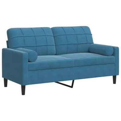 Produktbild von 2-Sitzer-Sofa mit Zierkissen Blau 140 cm Samt