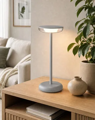 Produktbild von LED Tischlampe Grau Dimmbar mit Akku Kabellos - Moderne Tischleuchte Touch Warmweiß USB-C