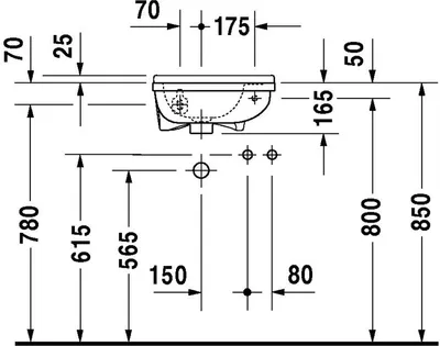 Produktbild von Duravit Duravit Handwaschbecken STARCK 3 m ÜL HLB 400x260mm 1 HL re we WG