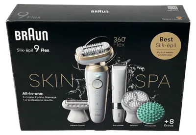 Zdjęcie produktu dla Braun Silk-épil 9 Flex SkinSpa 9-481 3D, Złoto, Biały, Bikini, 0,5 mm, Bateria, Niemcy