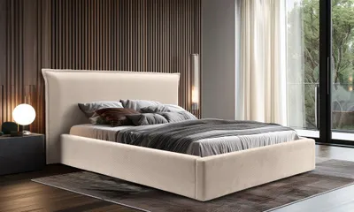 Productafbeelding van Gestoffeerd tweepersoonsbed AMADA, complete set, 160x200 cm, stof: beige