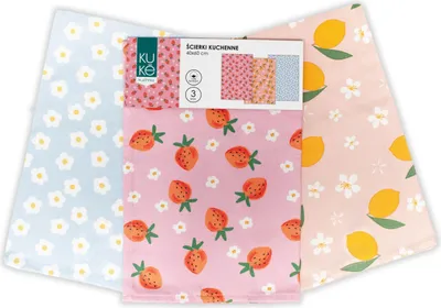 Produktbild von Set aus Küchentüchern, Geschirrtüchern,3-teilig, farbenfroher Druck Zitronen und Erdbeeren 025