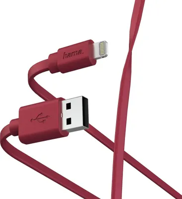 Produktbild von Hama Flat, 1 m, Lightning, USB A, Männlich, Männlich, Rot
