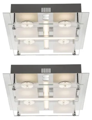 Produktbild von 2er Set LED Deckenlampe, Chrom, Glas, L 24 cm