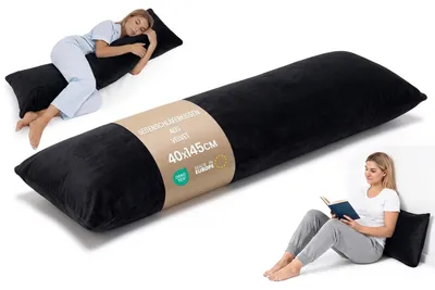 Productafbeelding van Zwangerschapskussen - Ergonomisch lichaamskussen - Zijslaapkussen - 40 x 145 cm - Afneembare hoes