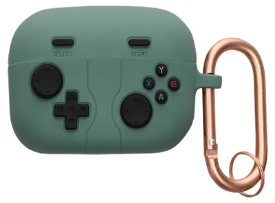 Produktbild von kwmobile Design Schutzhülle für Sony LinkBuds S Hülle - TPU Silikon Case für Kopfhörer Ladecase - stoßfestes Cover mit Karabiner - Grün Schwarz