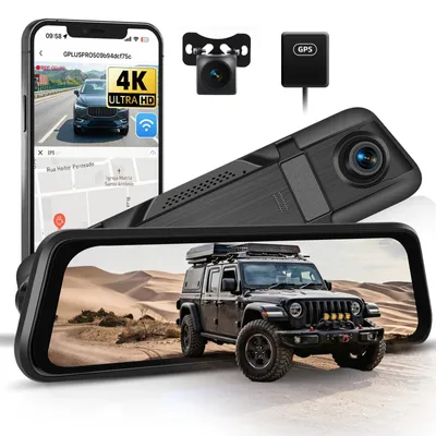 Produktbild von Rückspiegel Dashcam Autokamera Videorecorder - 9,66 Zoll Touchscreen - 4K + 1080p - WLAN - GPS - Nachtsicht - 24-Stunden-Parküberwachung