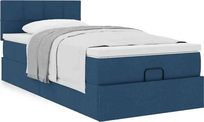 Produktbild von Eleganten-Stil Ottoman-Bett mit Matratze Blau 100x200 cm Stoff - Klassische Betten CHY9715294